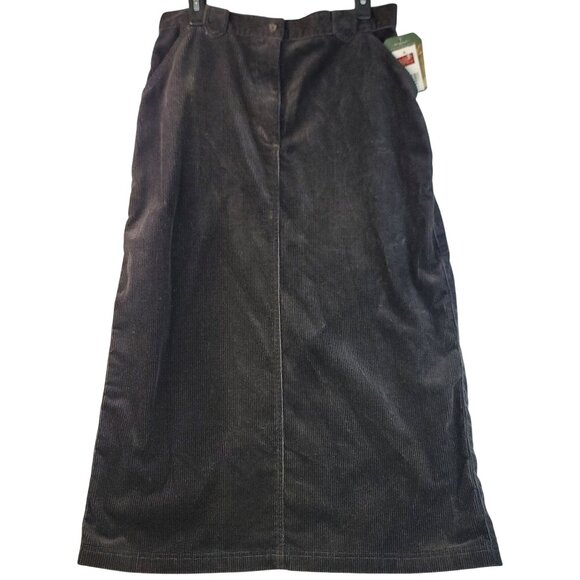 90s Woolrich Corduroy Skirt 14 Black Vintage Outdoorwear Full Length Deadstock - Picture 1 of 9